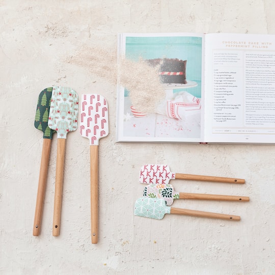 Hello Honey® 13.5" Holiday Silicone & Wood Spatula Set